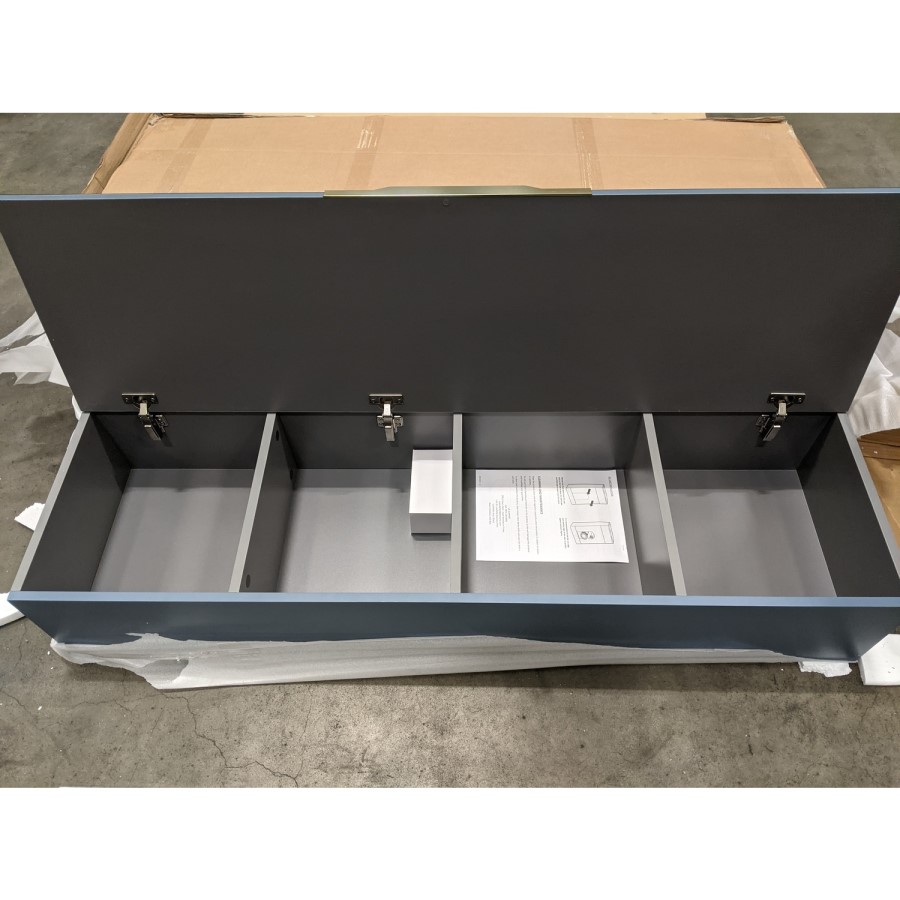 GRADE A2 - Blue Mirrored Wall Mounted Tall Bathroom Cabinet 400mm - Sion