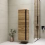 GRADE A2 - Wood Effect Wall Mounted Tall Bathroom Cabinet 420mm - Roxbi