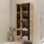GRADE A2 - Wood Effect Wall Mounted Tall Bathroom Cabinet 420mm - Roxbi