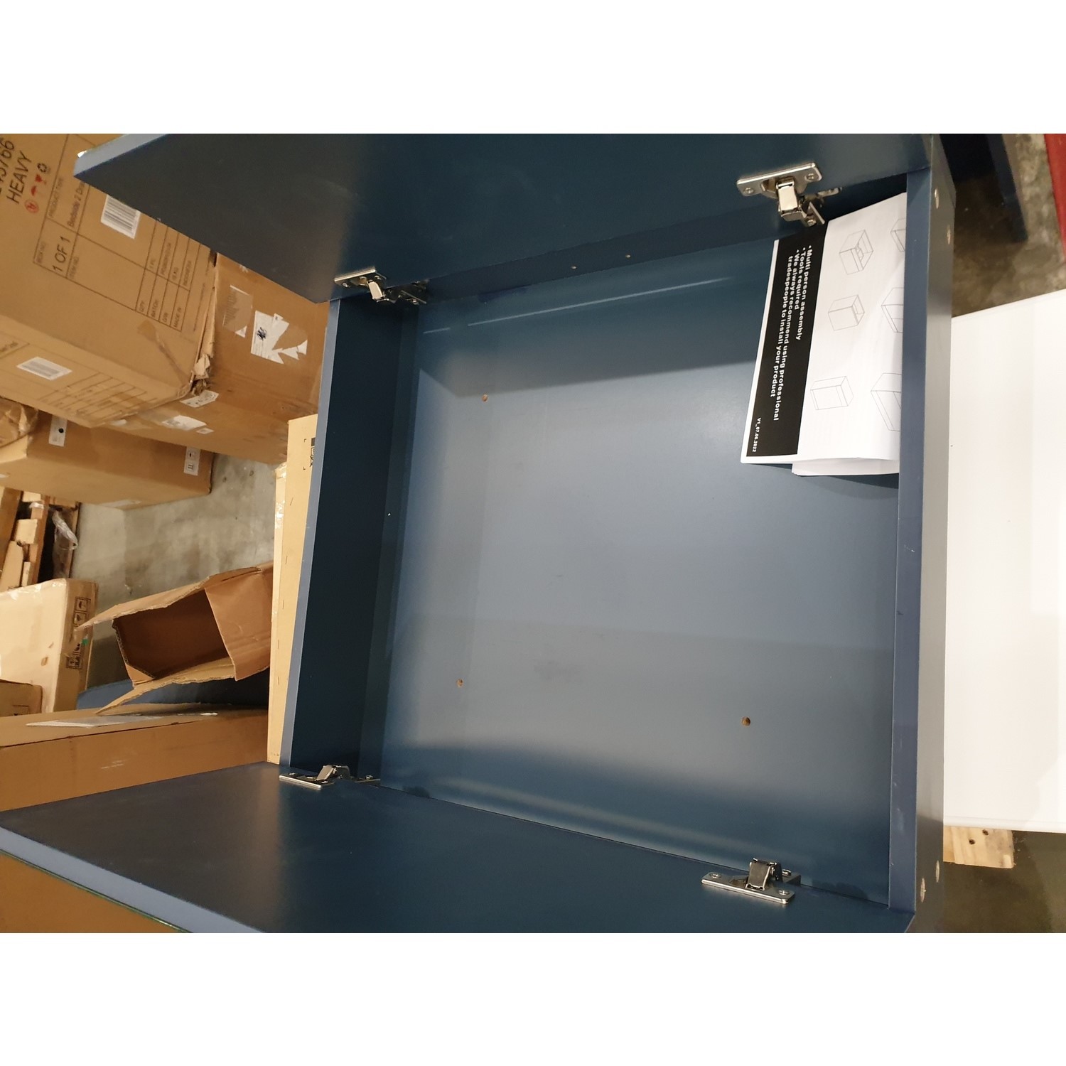 GRADE A2 Blue Mirrored Wall Bathroom 600 x 650mm Ashford