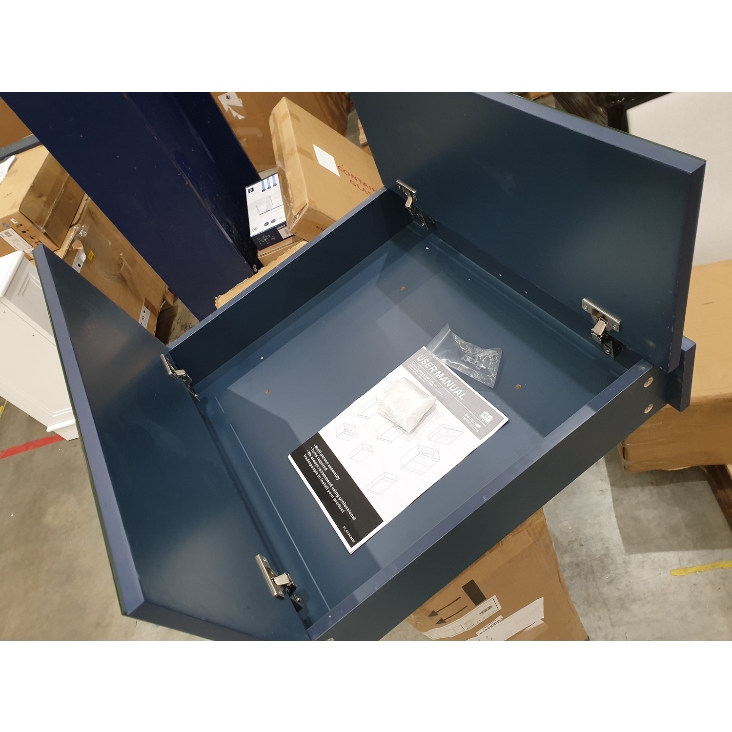 GRADE A2 Blue Mirrored Wall Bathroom 600 x 650mm Ashford Better Bathrooms