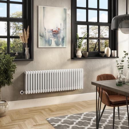 White Horizontal Column Smart Electric Radiator with Wi-Fi Thermostat ...