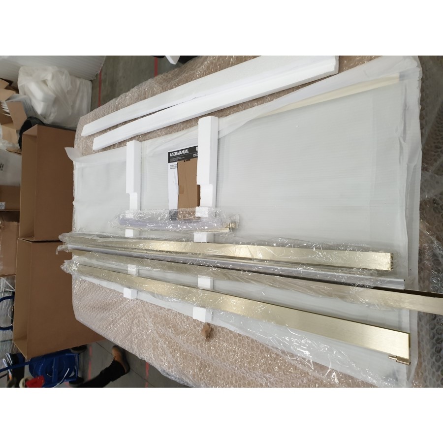 GRADE A2 - 900mm Brushed Brass 8mm Hinged Shower Door - Pavo 