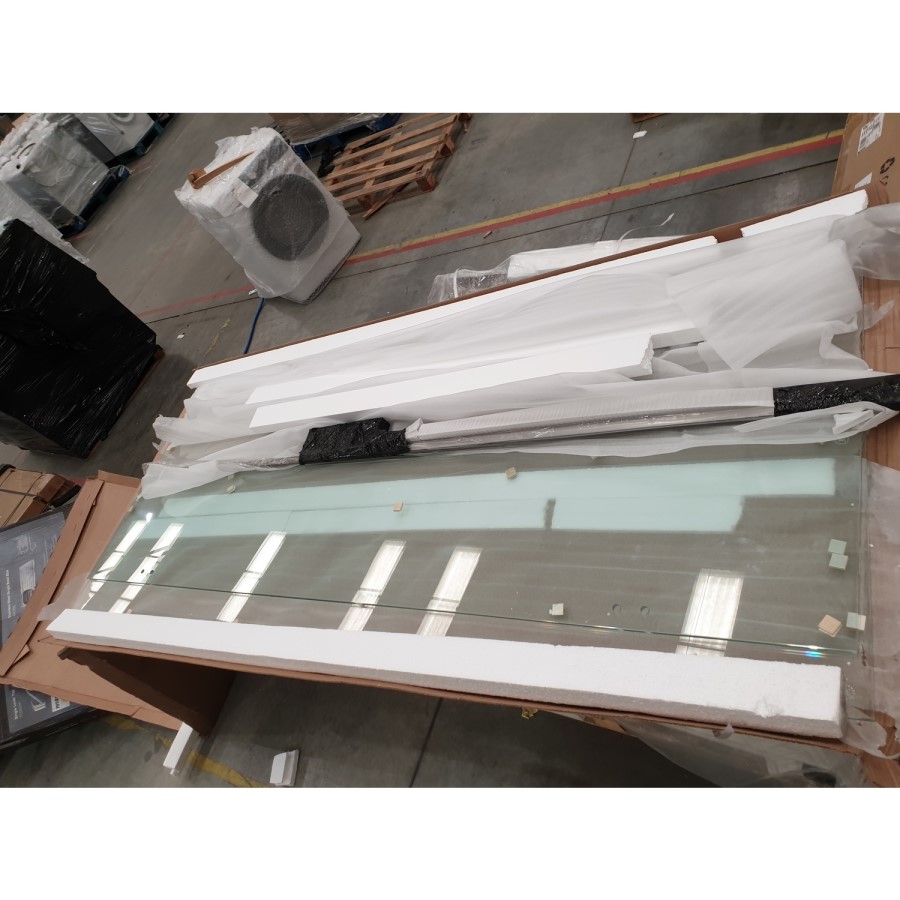 GRADE A2 - 900mm Nickel Frameless Wet Room Shower Screen with Wall Support Bar and Pivot Return Panel - Live Your Colour