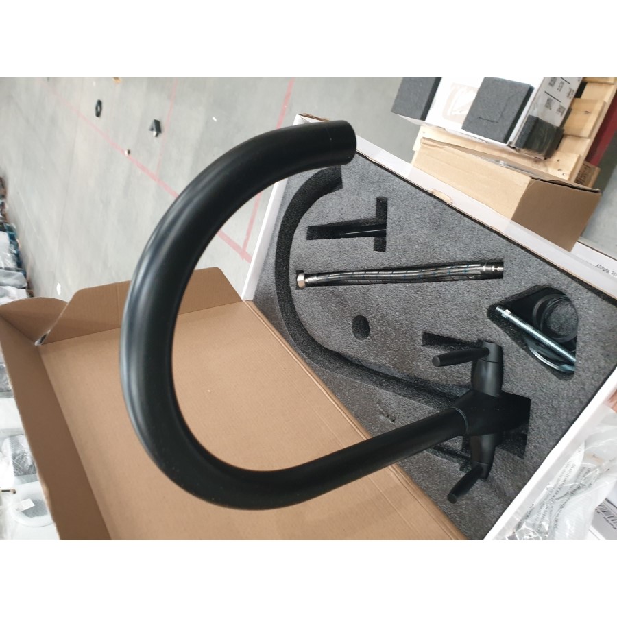GRADE A2 - Tamara Twin Lever Matte Black Kitchen Mixer Tap