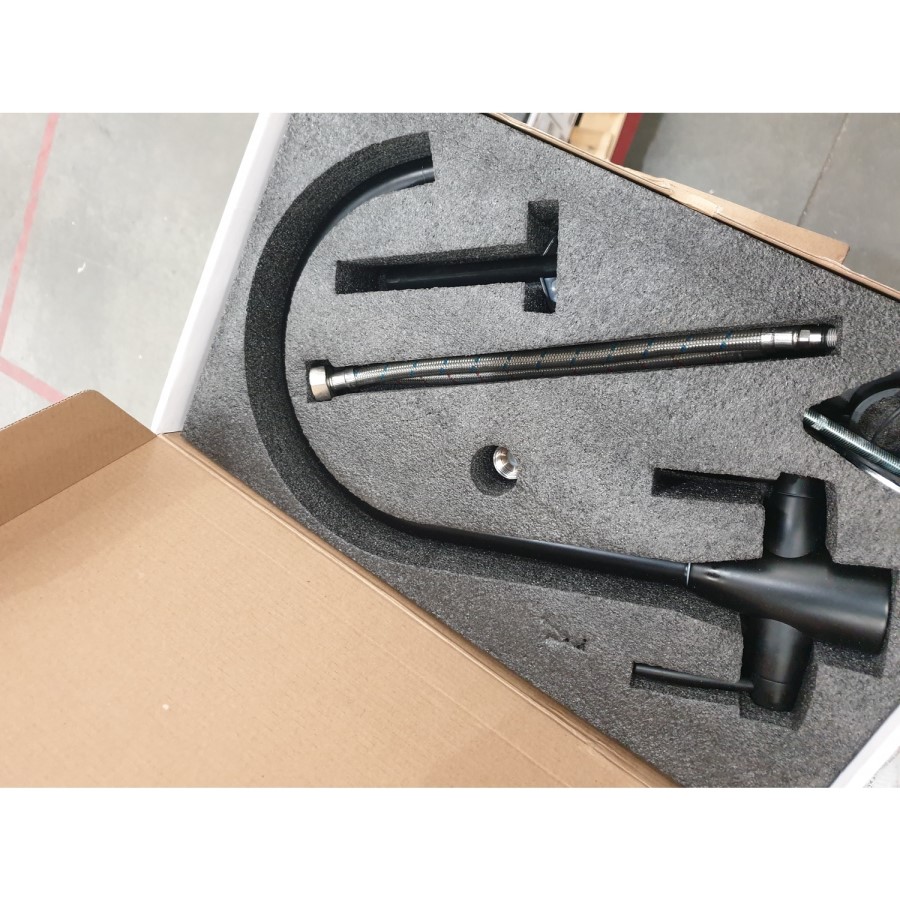 GRADE A2 - Tamara Twin Lever Matte Black Kitchen Mixer Tap