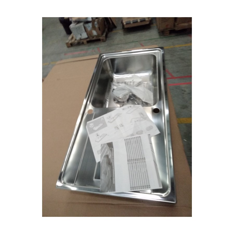 Refurbished Single Bowl Chrome Stainless Steel Kitchen Sink with Reversible Drainer - Enza Isabella
