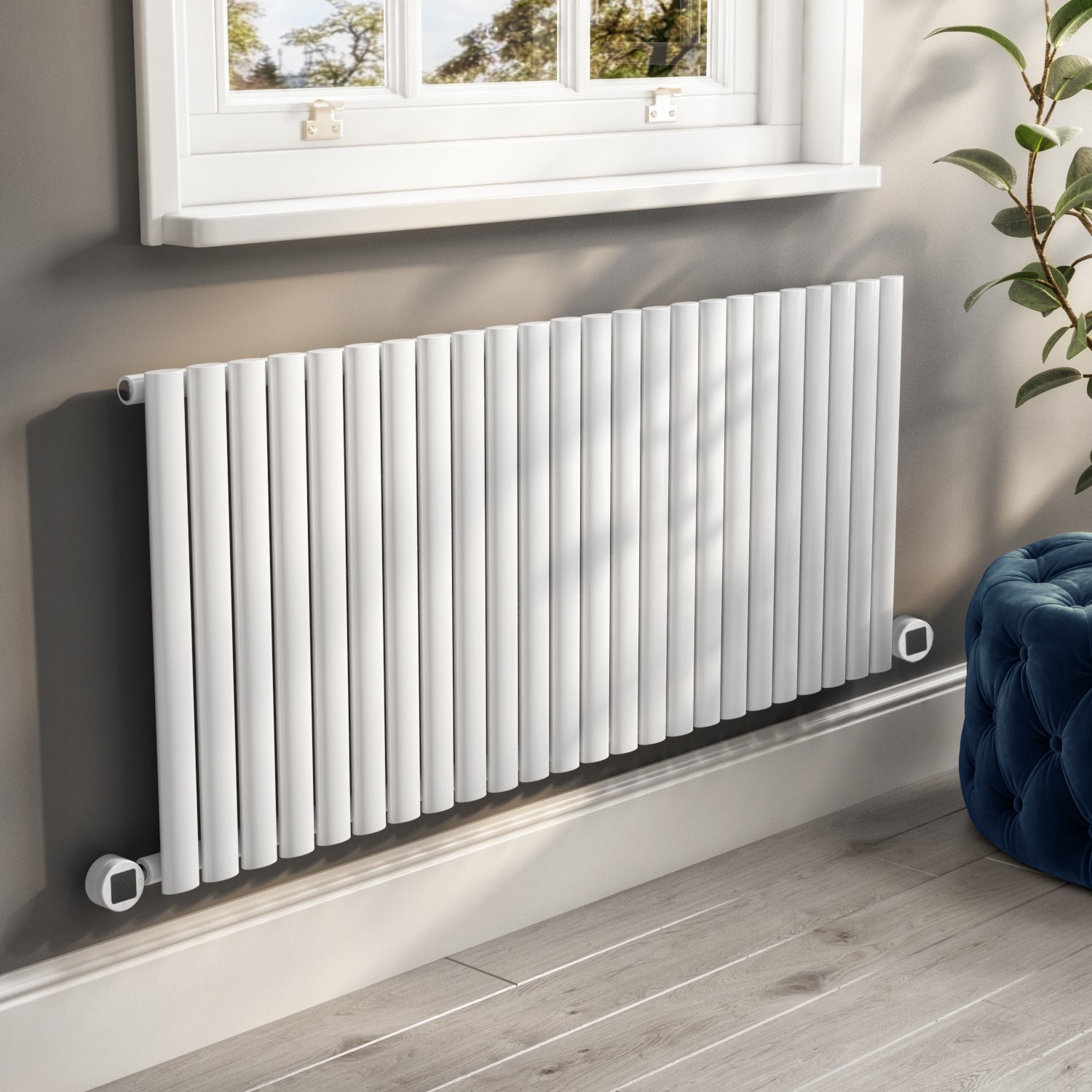 Electriq White Horizontal Smart Electric Radiator With Wi-Fi Thermostat - 2000W - H600xw1416mm - Bathroom Safe