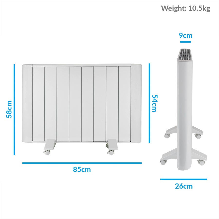 2000W Smart Low Energy Aluminium Designer Radiator - Wall Mountable& Bathroom Safe
