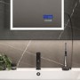 Rectangular LED Heated Bathroom Mirror with Digital Display, Bluetooth & Shaver Socket 800 x 600mm- HiB Globe Plus 80