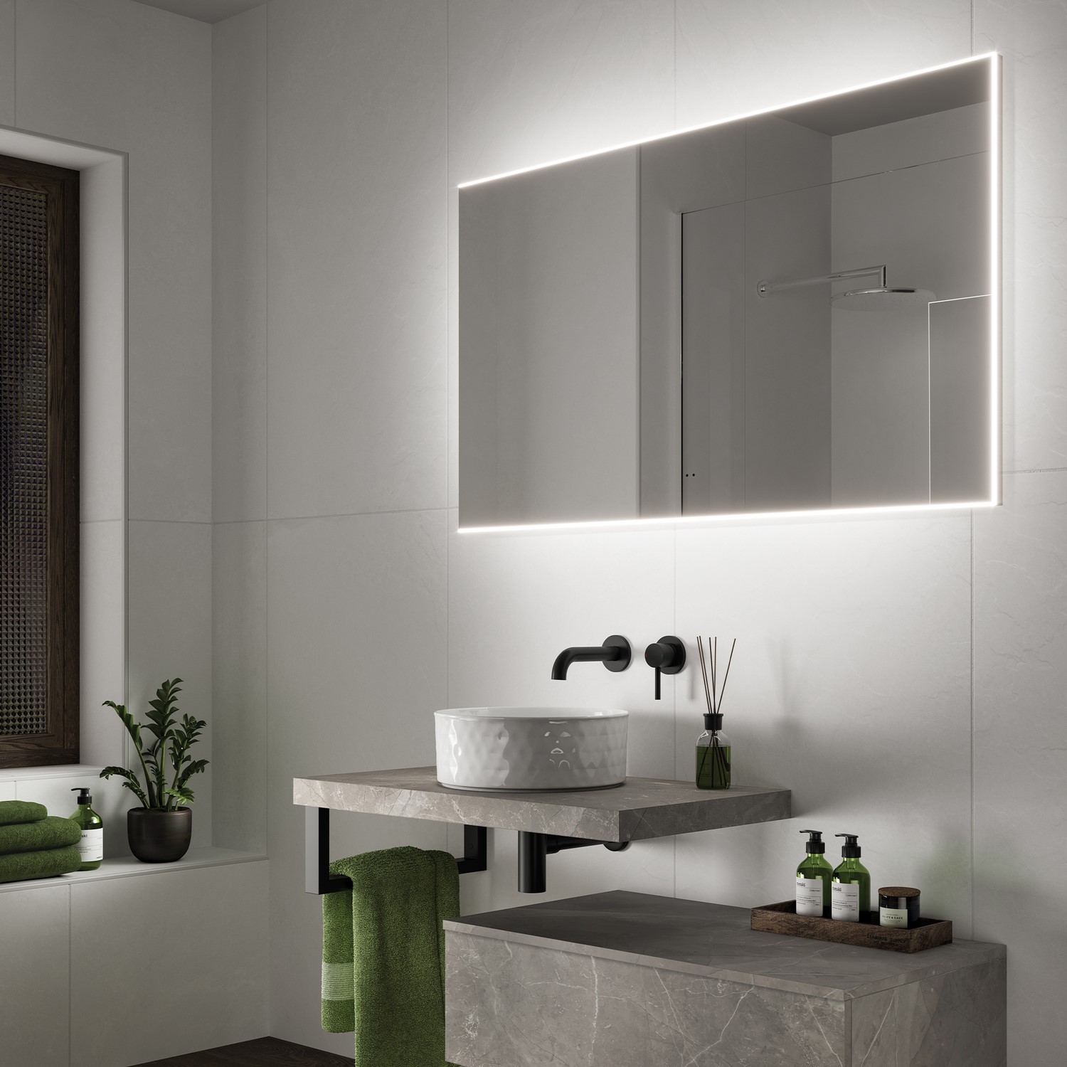 Photos - Bathroom Mirror AiR Rectangular Heated  with Lights 700 x 1200mm- hib.  120 Silver 78733000 