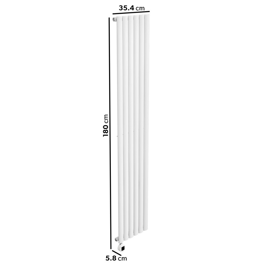 White Vertical Smart Electric Radiator with Wi-Fi Thermostat - 2000W - H1800xW354mm - Bathroom Safe