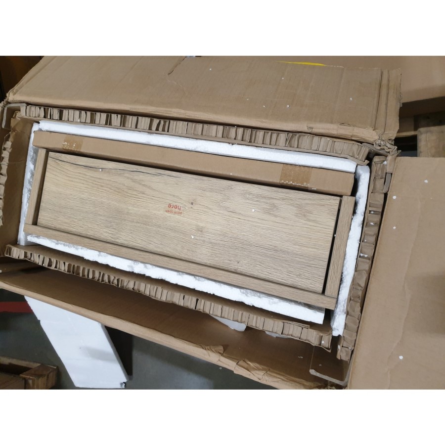 GRADE A2 - 600mm Wood Effect Wall Hung Countertop Vanity Shelves - Lugo