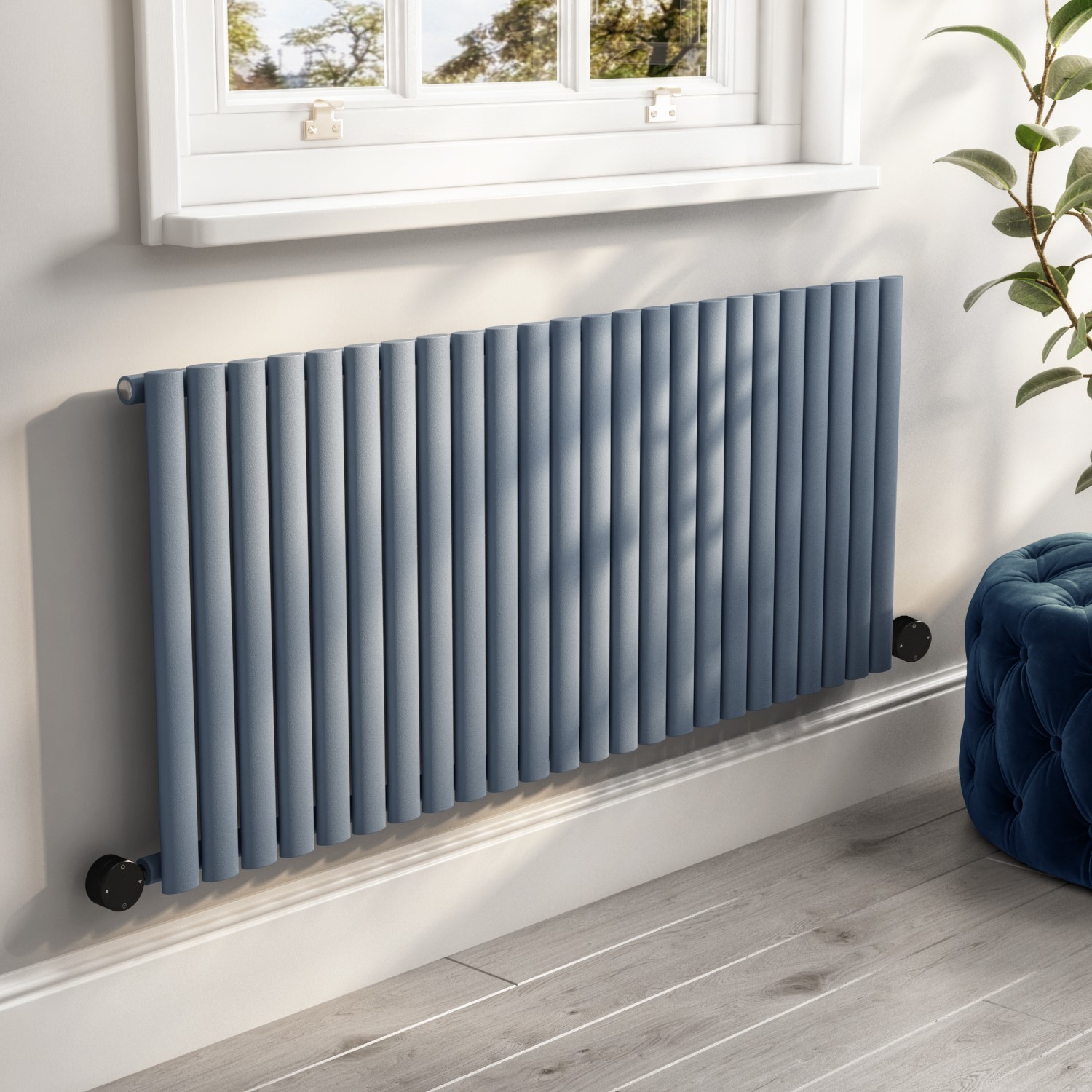 Electriq Grey Light Horizontal Smart Electric Radiator With Wi-Fi Thermostat - 2000W - H600xw1416mm - Bathroom Safe
