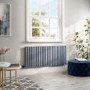 Light Grey Horizontal Smart Electric Radiator with Wi-Fi Thermostat - 2000W - H600xW1416mm - Bathroom Safe
