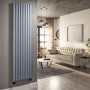 Light Grey Vertical Smart Electric Radiator with Wi-Fi Thermostat - 2400W - H1800xW472mm - Bathroom Safe