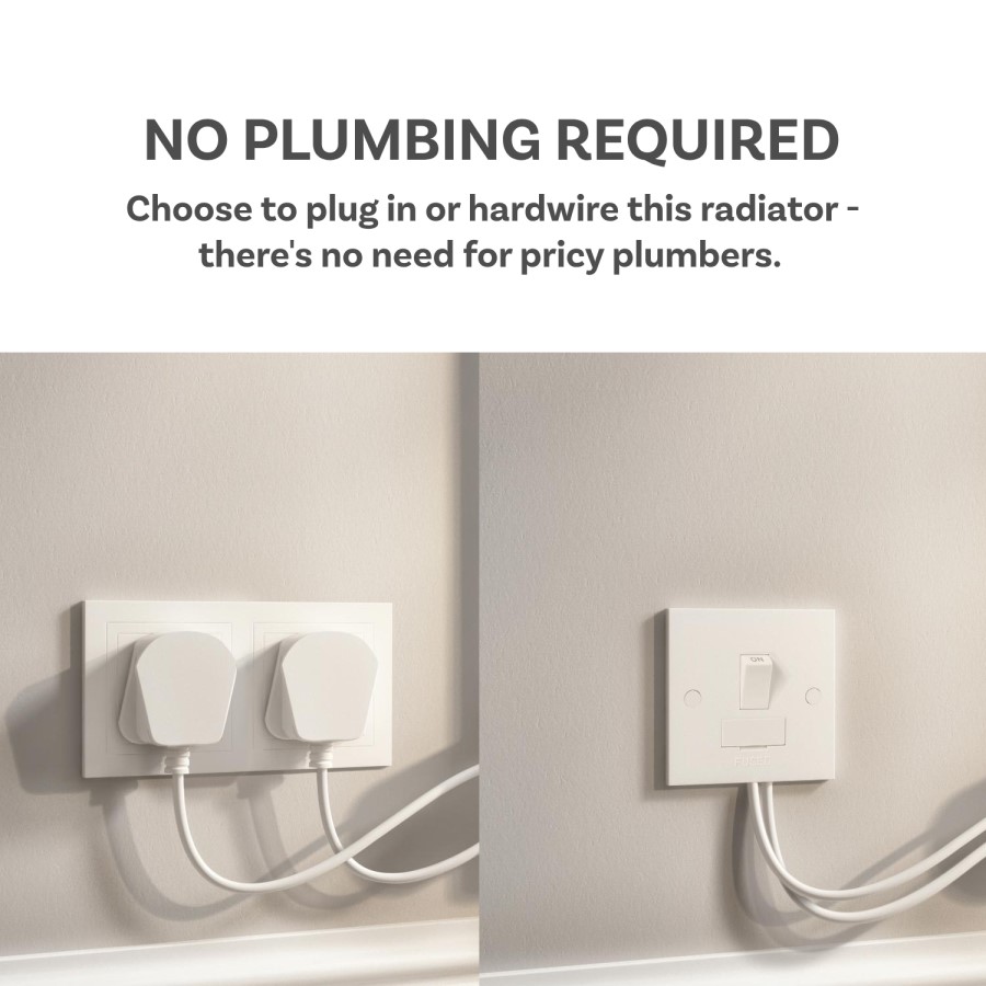 Light Grey Vertical Smart Electric Radiator with Wi-Fi Thermostat - 2400W - H1800xW472mm - Bathroom Safe