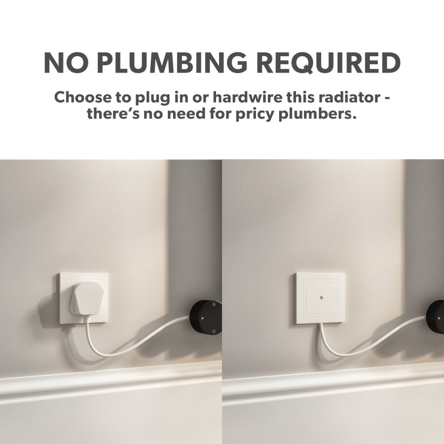 Anthracite Vertical Smart Electric Radiator with Wi-Fi Thermostat - 1200W - Double Panel H1600xW354mm - Bathroom Safe