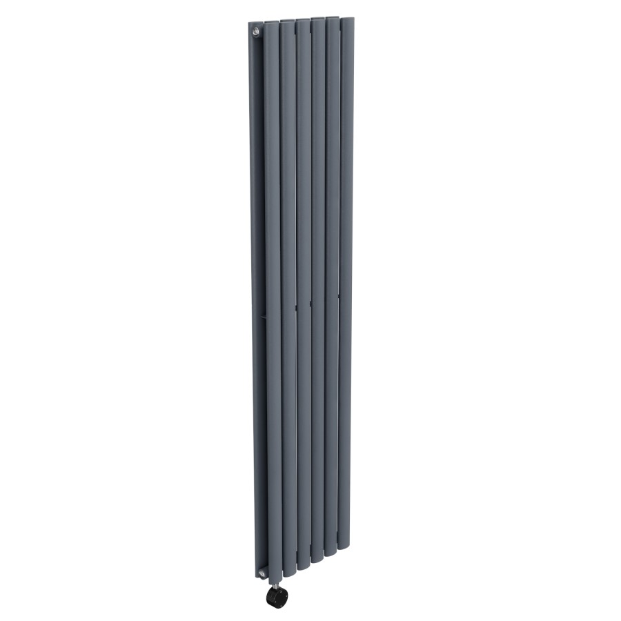Anthracite Vertical Smart Electric Radiator with Wi-Fi Thermostat - 1200W - Double Panel H1600xW354mm - Bathroom Safe