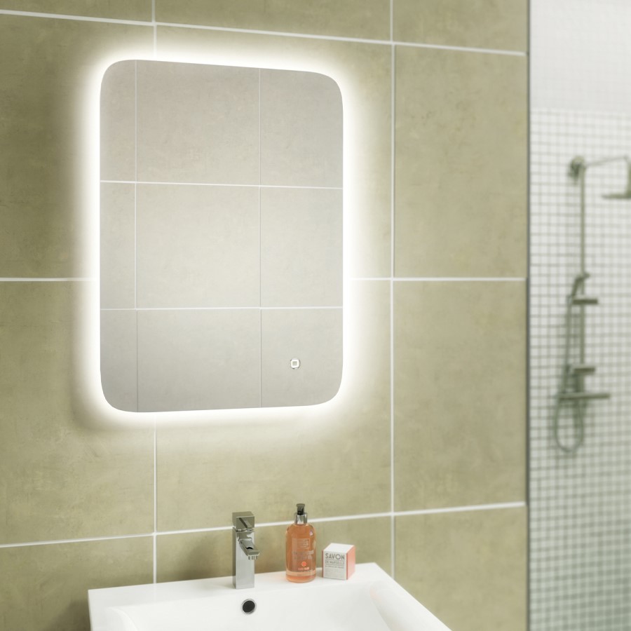 GRADE A1 - Rectangular LED Bathroom Mirror with Demister 500 x 700mm- HiB Ambience 50