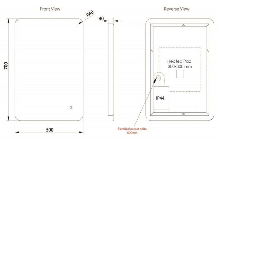 GRADE A1 - Rectangular LED Bathroom Mirror with Demister 500 x 700mm- HiB Ambience 50
