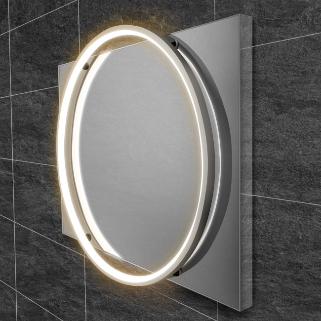 Chrome Round LED Heated Bathroom Mirror 500 x 700mm- HiB Solas 50