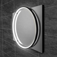 GRADE A1 - Black Round LED Bathroom Mirror with Demister 500 x 700mm- HiB Solas 50 GRADE A1 - Black Round LED Bathroom Mirror with Demister 500 x 700mm- HiB Solas 50