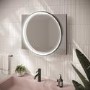Black Round Heated Bathroom Mirror with Lights 500 x 700mm- HiB Solas 50