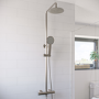 GRADE A1 - EQUATE Round Thermostatic Shower Set Brushed Nickel