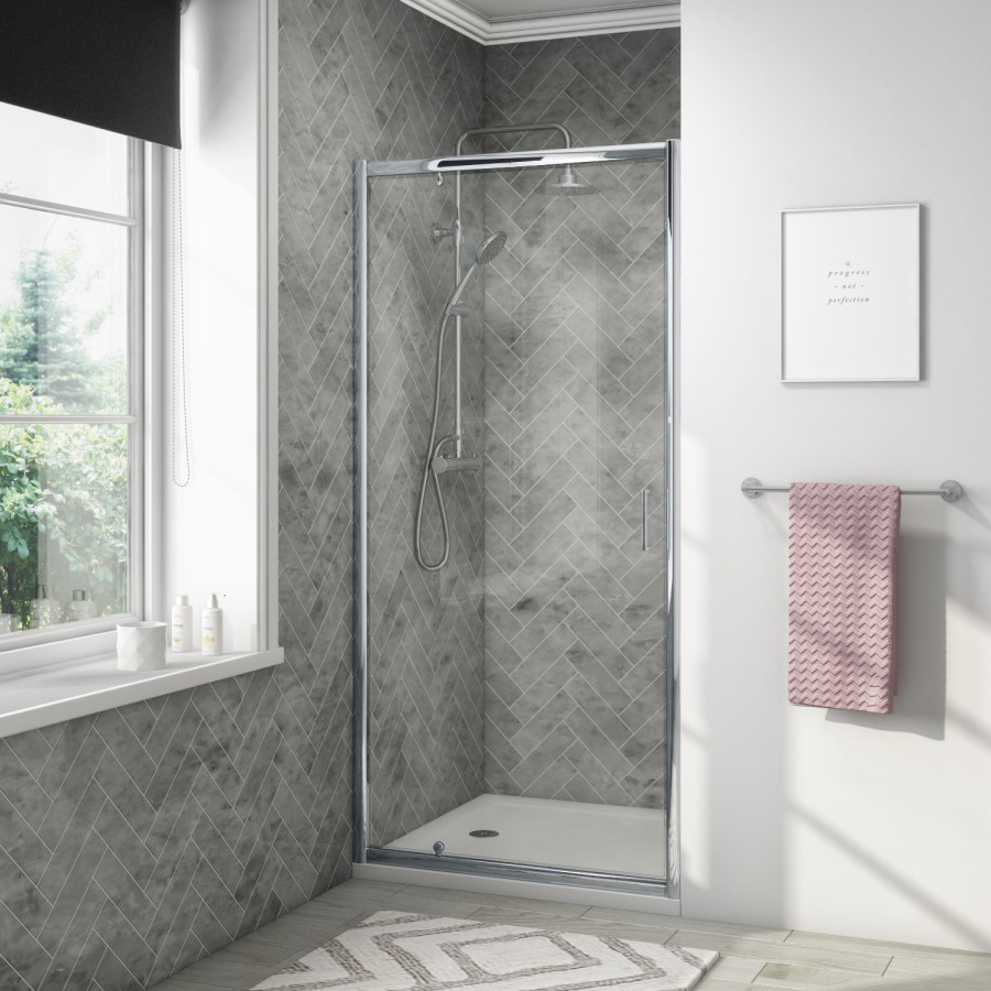 GRADE A1 - Pivot Shower Door 800mm - 4mm Glass - Vega Range