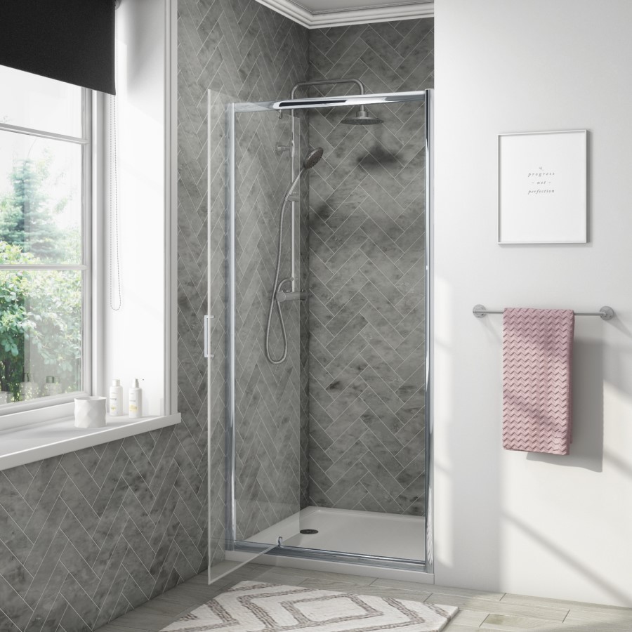 GRADE A1 - Pivot Shower Door 800mm - 4mm Glass - Vega Range