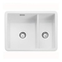 GRADE A1 - Box Opened Rangemaster Rustique White 1.5 Bowl Undermount Ceramic Kitchen Sink