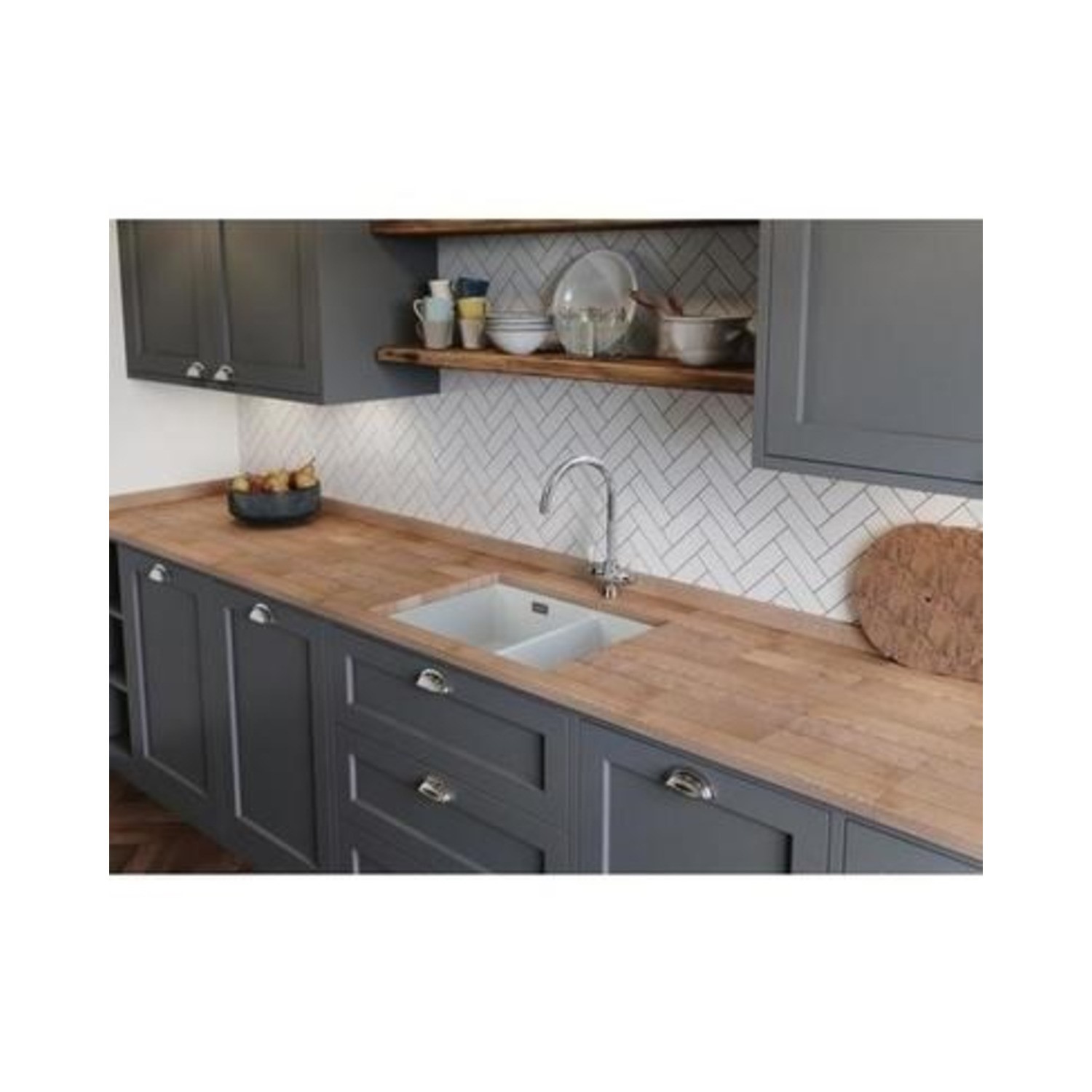 GRADE A1 Box Opened Rangemaster Rustique White 1.5 Bowl Undermount