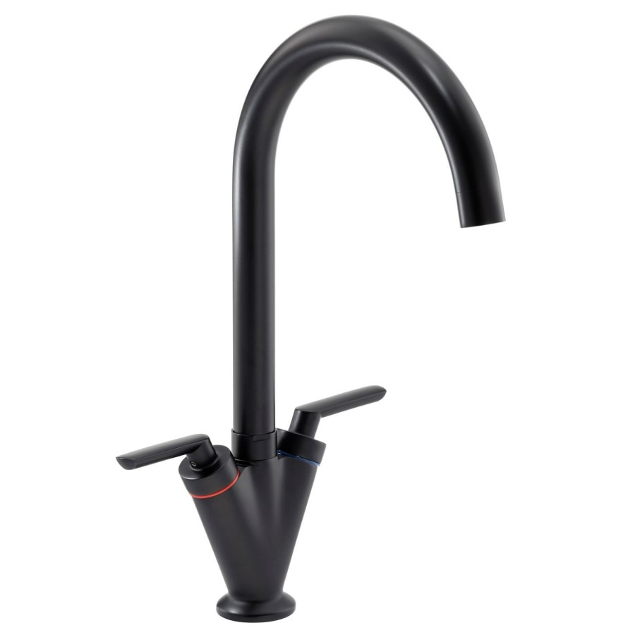 ONLY OPENED - Abode Volo Dual Lever Kitchen Mixer Tap - Matt Black