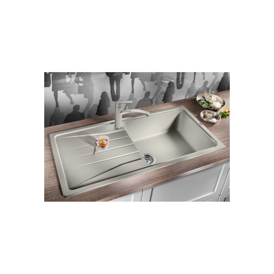 GRADE A1 - Box Opened Blanco Sona Single Bowl Anthracite Composite Kitchen Sink with Reversible Drainer