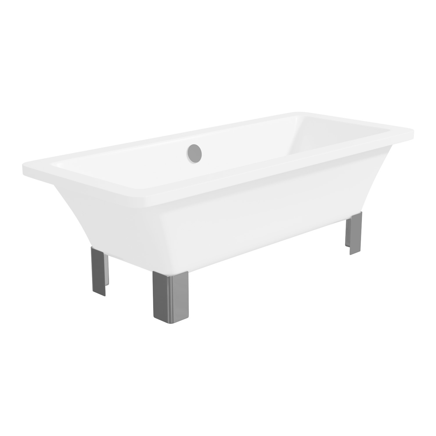 Freestanding Double Ended Bath with Chrome Feet 1700 x 750mm - Athena ...