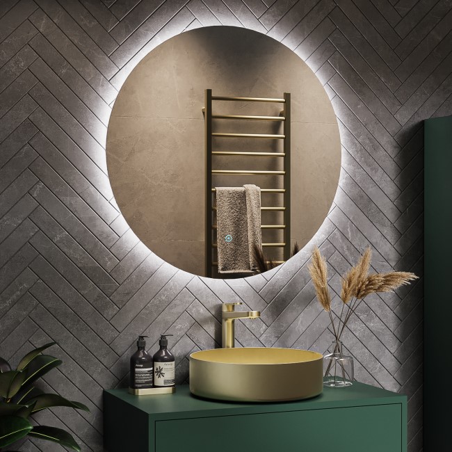 Round Backlit LED Bathroom Mirror with Demister 800mm - Luna