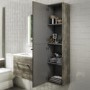 GRADE A1 - 1400mm Wall Hung Tall Boy Bathroom Cabinet - Grey Wood Effect - Ashford