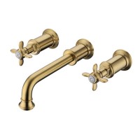 Wall Mounted Brass Crosshead Basin Mixer Tap - Camden Wall Mounted Brass Crosshead Basin Mixer Tap - Camden