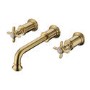 Wall Mounted Brass Double Lever Basin Mixer Tap - Camden