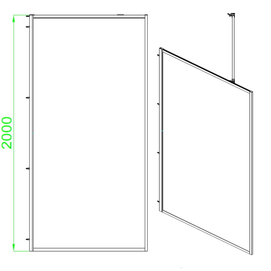 GRADE A1 - Black 1400mm Framed Wet Room Shower Screen with Wall Support Bar - Zolla
