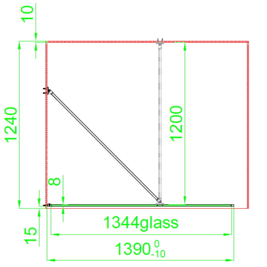 GRADE A1 - Black 1400mm Framed Wet Room Shower Screen with Wall Support Bar - Zolla
