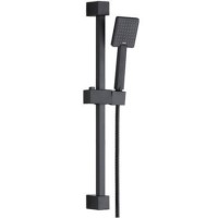 GRADE A1 - Matt Black Square Shower Slide Rail Kit - Zana