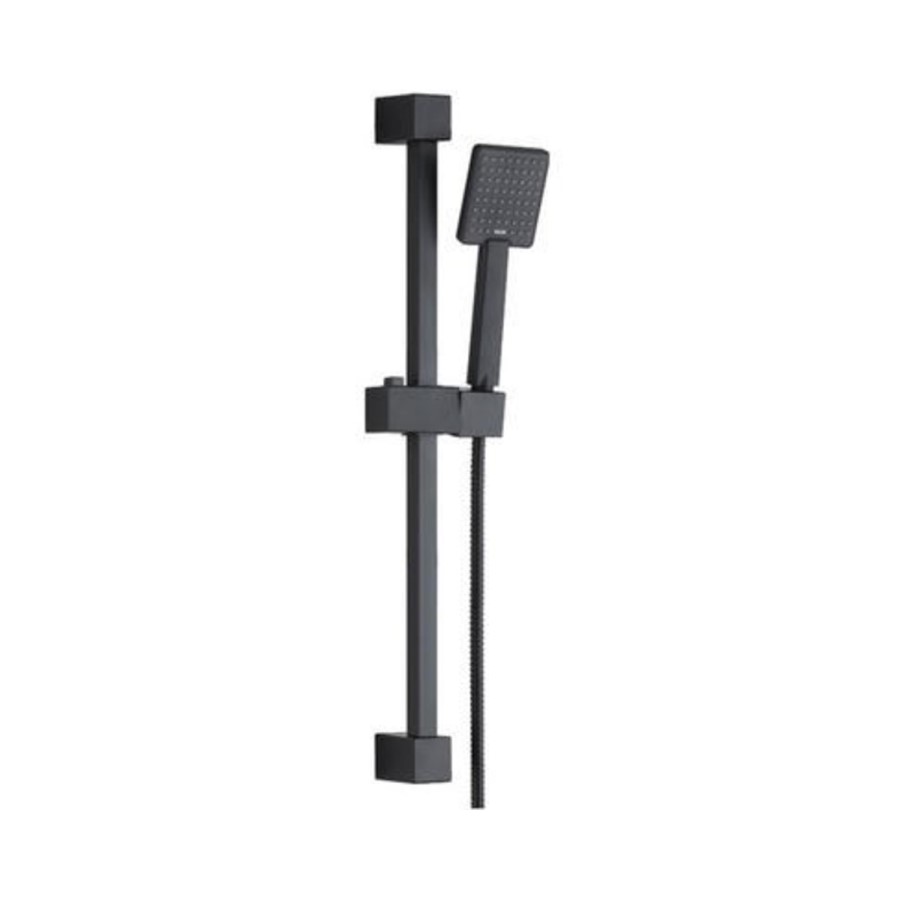 GRADE A1 - Matt Black Square Shower Slide Rail Kit - Zana