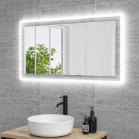 GRADE A1 - Rectangular Double Border LED Bathroom Mirror 1000x600mm - Izar 