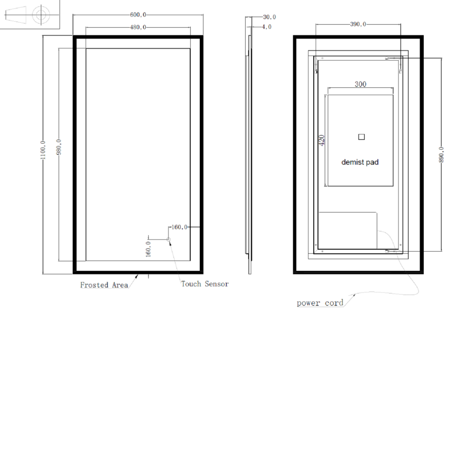 GRADE A1 - Rectangular Double Border LED Bathroom Mirror 1000x600mm - Izar 
