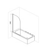 Black Hinged Shower Bath Screen 1450 x 800mm - Taurus