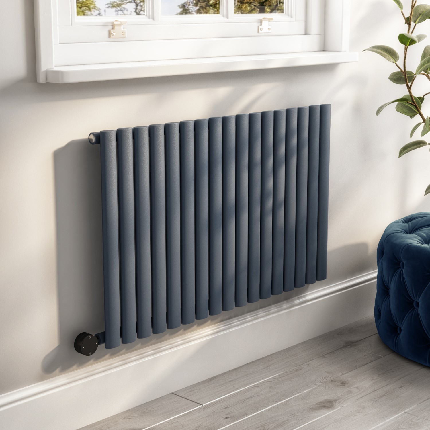 Electriq Anthracite Horizontal Smart Electric Radiator With Wi-Fi Thermostat 1200W H600xw1003mm Bathroom Safe HS17-600-1.2DGW - Image 2