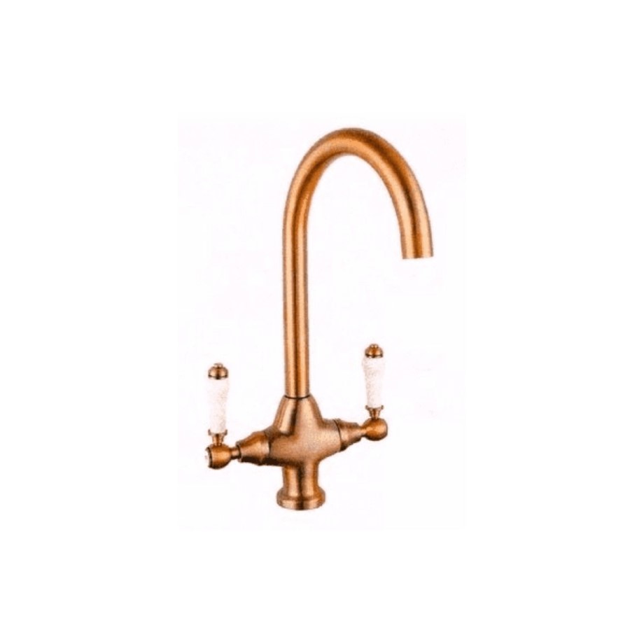 ONLY OPENED - EVO Imperial Brushed Copper Traditional Mono Kitchen Sink Mixer Tap with Swivel Spout