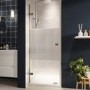 ONLY OPENED - Chrome 8mm Fluted Glass Hinged Shower Door 800mm Left Hand - Matira